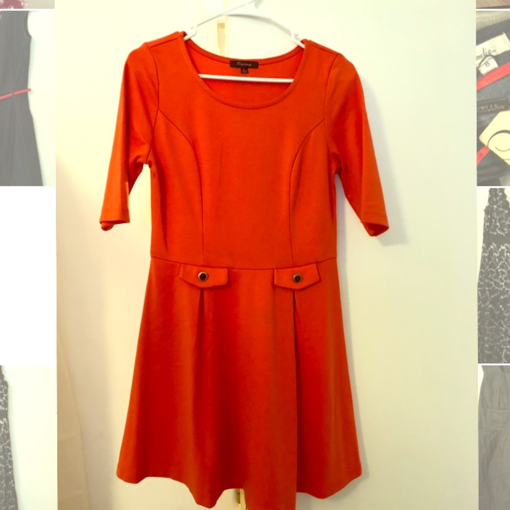 Orange fit and flare dress